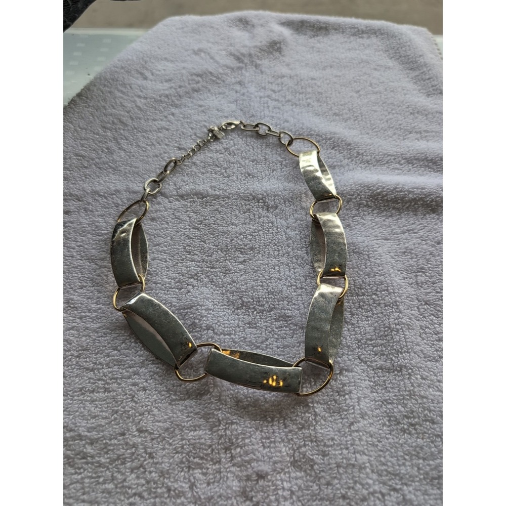 Robert Lee Morris Soho Designer Statement Oval Hammered Big Links Chain Necklace